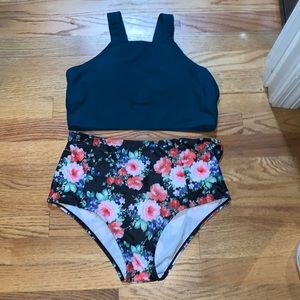 Two piece bathing suit.